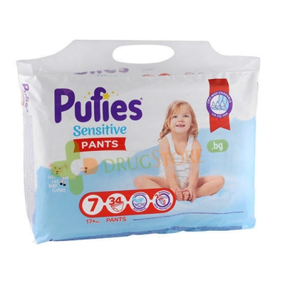 ПЕЛЕНИ ГАЩИ ПУФИС СЕНЗИТИВ 17+ кг 34 броя / FICOSOTA SYNTEZ PYFIES SENSITIVE PANTS 17+ kg 