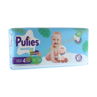 ПЕЛЕНИ ПУФИС СЕНЗИТИВ №4 9-14 кг 54 броя / FICOSOTA SYNTEZ PUFIES DIAPERS SENSITIVE №4 9-14 kg 