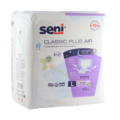 ПЕЛЕНИ ЗА ВЪЗРАСТНИ СЕНИ КЛАСИК ПЛЮС ЕЪР НОЩНИ размер L 10 броя / SENI CLASSIC PLUS AIR DIAPERS size L