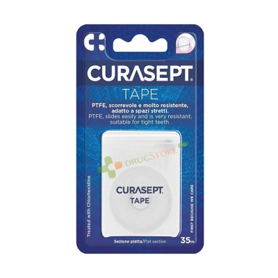  ПЛОСЪК ТЕФЛОНОВ КОНЕЦ ЗА ЗЪБИ КЮРАСЕПТ 35 м / CURASEPT TAPE FLOSS 