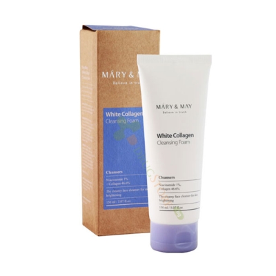 ПОЧИСТВАЩА ПЯНА ЗА ЛИЦЕ С МОРСКИ КОЛАГЕН 150 мл / MARY & MAY WHITE COLLAGEN CLEANSING FOAM
