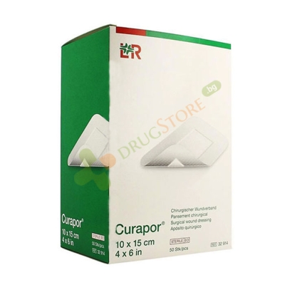 ПОЛИАКРИЛНА ПРЕВРЪЗКА С МАРЛЯ 10 х 15 см 50 броя / LOHMANN & RAUSCHER CURAPOR STERILE SURGICAL WOUND DRESSING 10 x 15 cm