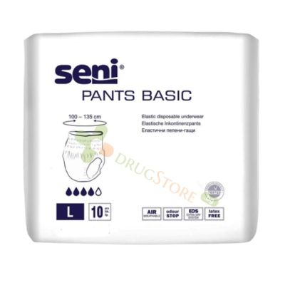 ПРЕДПАЗНО БЕЛЬО ЗА ВЪЗРАСТНИ СЕНИ BASIC L 10 броя / SENI BASIC ELASTIC DISPOSABLE UNDERWEAR L