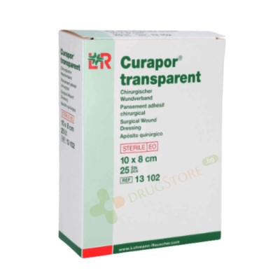 ПРЕВРЪЗКА ОТ ТЪНЪК ФИЛМ С МАРЛЯ 10 х 8 см 25 броя / LOHMANN & RAUSCHER CURAPUR TRANSPARENT SURGICAL WOUND DRESSING 10 x 8 cm