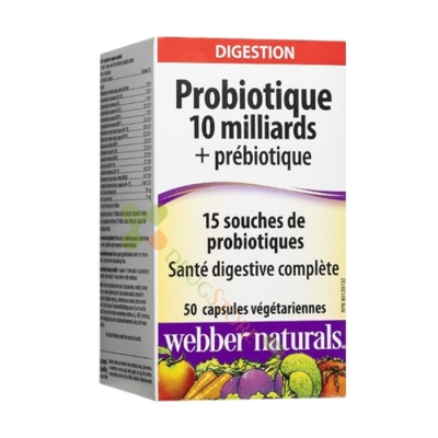 ПРОБИОТИК + ПРЕБИОТИК 10 млрд. активни пробиотици капсули 50 броя / WEBBER NATURALS PROBIOTIC + PREBIOTIC 10 billions 