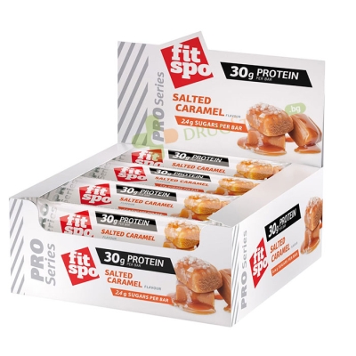 ПРОТЕИНОВ БАР ПРО СОЛЕН КАРАМЕЛ 85 г 12 броя / FITSPO PROTEIN BAR PRO CRISPY SALTED CARAMEL 85 g 