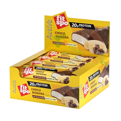 ПРОТЕИНОВ БАР ПРОТЕИНОВ БАР АКТИВ БАНАН 60 г 12 броя / FITSPO PROTEIN BAR ACTIVE BANANA 