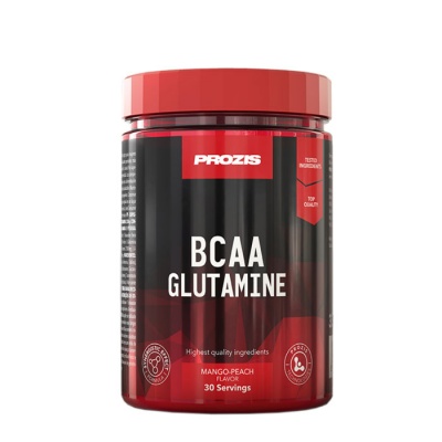 ПРОЗИС BCAA + ГЛУТАМИН С ВКУС НА МАНГО И ПРАСКОВА прах 330 гр. / PROZIS BCAA + GLUTAMINE MANGO-PEACH FLAVOR powder 330 gr.