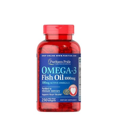 ОМЕГА-3 РИБЕНО МАСЛО капсули 1000 мг.  250 броя / PURITANS PRIDE OMEGA 3 FISH OIL