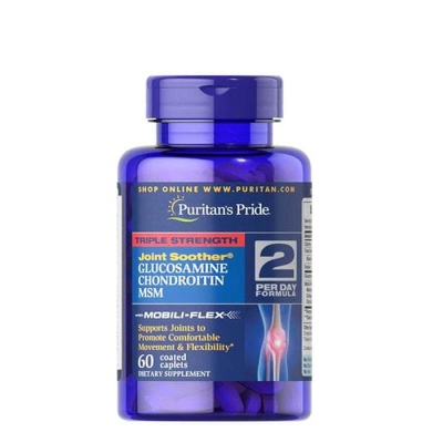 ГЛЮКОЗАМИН, ХОНДРОИТИН И МСМ каплети 60 броя / PURITAN'S PRIDE TRIPLE STRENGTH GLUCOSAMINE, CHONDROITIN & MSM
