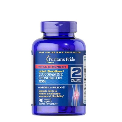ГЛЮКОЗАМИН, ХОНДРОИТИН И МСМ каплети 90 броя / PURITAN'S PRIDE TRIPLE STRENGTH GLUCOSAMINE, CHONDROITIN & MSM