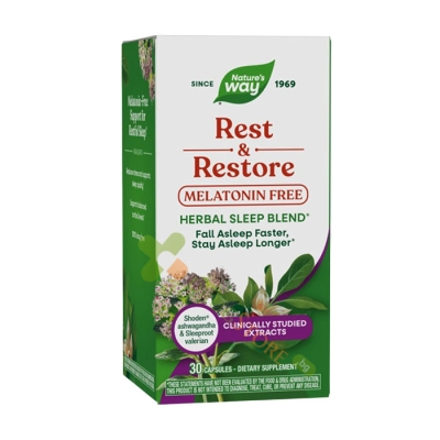 РЕСТ ЕНД РЕСТОР БИЛКОВА ФОРМУЛА ЗА СЪН капсули 30 броя / NATURE'S WAY REST AND RESTORE HERBAL SLEEP BLEND 