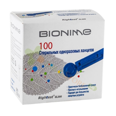 РЕЗЕРВНА ИГЛА (ЛАНЦЕТ) БИОНАЙМ 100 броя / BIONIME STERILE DISPOSABLE LANCETS