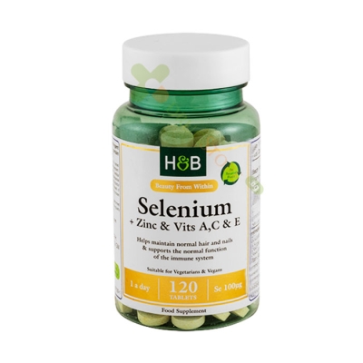 СЕЛЕН ПЛЮС ЦИНК И ВИТАМИНИ A, C И E таблетки 120 броя / HOLLAND & BARRETT SELENIUM WITH ZINC AND VITAMINS A, C & E tablets 