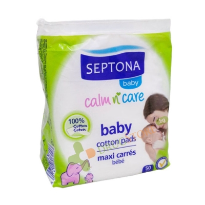 СЕПТОНА БЕБЕ CALM N CARE ТАМПОНИ ЗА ПОЧИСТВАНЕ 50 броя / SEPTONA BABY CALM N CARE COTTON PADS