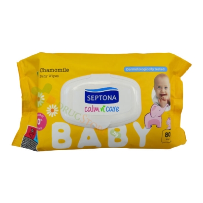 СЕПТОНА МОКРИ КЪРПИ С КАПАК ЛАЙКА 80 броя / SEPTONA WET WIPES CHAMOMILA 