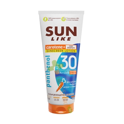 СЛЪНЦЕЗАЩИТЕН ЛОСИОН КАРОТЕН + ПАНТЕНОЛ SPF30 150 мл / SUN LIKE CAROTENE + PANTHENOL SUNSCREEN LOTION SPF30 