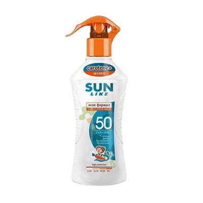 СЛЪНЦЕЗАЩИТНО МЛЯКО СПРЕЙ ЗА ДЕЦА SPF50 200 мл / AGIVA CAROTENE SUN LIKE SUNSCREEN MILK FOR KIDS SPF50