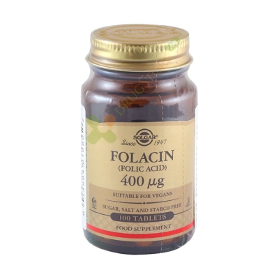 СОЛГАР ФОЛИЕВА КИСЕЛИНА (ФОЛАЦИН) таблетки 400 мкг 100 броя / SOLGAR FOLACIN (FOLIC ACID)