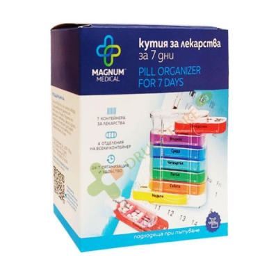 СОЛИНГЕН МАГНУМ КУТИЯ ЗА ЛЕКАРСТВА ЗА 7 ДНИ/28 ОТДЕЛЕНИЯ / MAGNUM PILL ORGANIZER FOR 7 DAYS