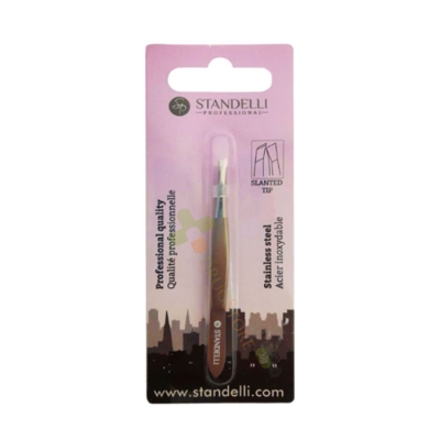 СТАНДЕЛИ ПИНСЕТА СЪС СКОСЕН ВРЪХ ЛУКС СТОМАНА 78 мм / STANDELLI PROFESSIONAL TWEEZERS WITH SLANTED TIP 78 mm