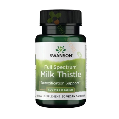СУОНСЪН БЯЛ ТРЪН ПЪЛЕН СПЕКТЪР капсули 500 мг 30 броя / SWANSON FULL SPECTRUM MILK THISTLE 