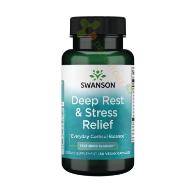 СУОНСЪН КОМПЛЕКС ЗА ОБЛЕКЧАВАНЕ НА СТРЕСА С KARACALM капсули 60 броя / SWANSON DEEP REST AND STRESS RELIEF 