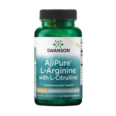 СУОНСЪН L-АРГИНИН С L-ЦИТРУЛИН капсули 60 броя / SWANSON AJIPURE L-ARGININE WITH L-CITRULLINE
