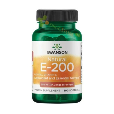 СУОНСЪН НАТУРАЛЕН ВИТАМИН E-200 софтгел капсули 100 броя / SWANSON NATURAL E-200 