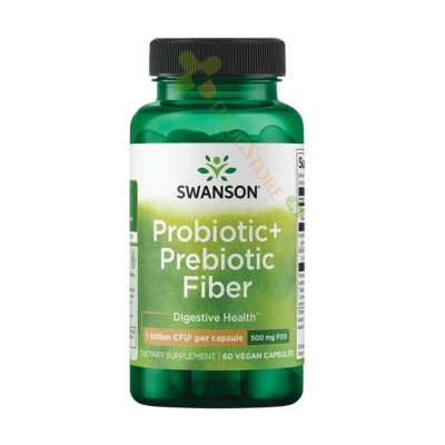 СУОНСЪН ПРОБИОТИК + ПРЕБИОТИЧНИ ФИБРИ капсули 60 броя / SWANSON PROBIOTIC + PREBIOTIC FIBER 