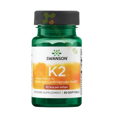 СУОНСЪН ВИТАМИН K2 софт гел капсули 50 мкг 30 броя / SWANSON VITAMIN K2