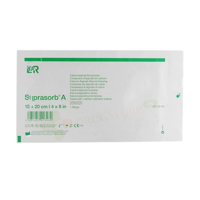 СУПРАСОРБ А ПРЕВРЪЗКА ОТ КАЛЦИЕВ АЛГИНАТ 10 х 20 см 1 брой / LOHMANN & RAUSCHER SUPRASORB A CALCIUM-ALGINATE WOUND DRESSING 10 x 20 cm 