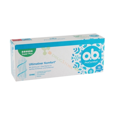 ТАМПОНИ О. В. ПРО КОМФОРТ СУПЕР ПЛЮС 16 броя / O.B. PRO COMFORT SUPER PLUS TAMPONS WITH STRINGS  & DINAMIC FIT