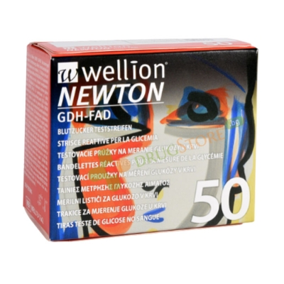 ТЕСТ ЛЕНТИ ЗА КРЪВНА ЗАХАР WELLION NEWTON GDH-FAD 50 броя / WELLION NEWTON GDH-FAD BLOOD GLUCOSE TEST STRIP
