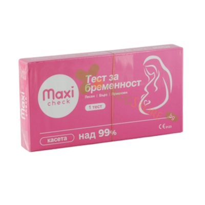 ТЕСТ ЗА БРЕМЕННОСТ МАКСИ ЧЕК КАСЕТА 1 броя / MAXI CHECK HCH PREGNANCY TEST CASSETTE 