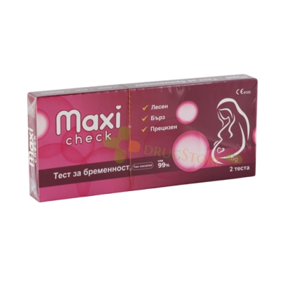 ТЕСТ ЗА БРЕМЕННОСТ МАКСИ ЧЕК ПИСАЛКА 2 броя / PREGNANCY TEST MAXI CHECK PEN 