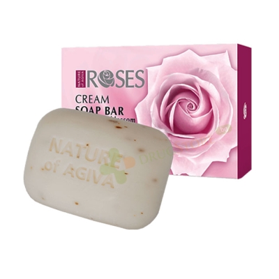 ТОАЛЕТЕН БЯЛ САПУН ROSES С НАТУРАЛЕН ЦВЯТ ОТ РОЗИ 75 г / NATURE OF AGIVA ROSES CREAM SOAP BAR NATURAL ROSE BLOSSOM 