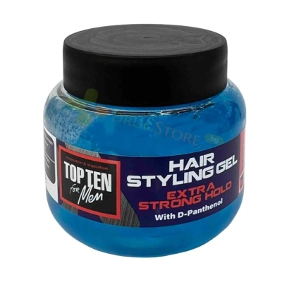 ТОП ТЕН ЗА МЪЖЕ - ГЕЛ ЗА КОСА С ЕКСТРА СИЛНА ФИКСАЦИЯ В БУРКАН 250 мл / TOP TEN FOR MEN HAIR STYLING GEL EXTRA STRONG HOLD WITH D-PANTHENOl 