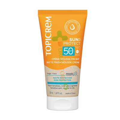 ТОПИКРЕМ СЪН ПРОТЕКТ МАТИРАЩ КРЕМ МУС SPF50 50 мл / TOPICREM SUN PROTECT MATTE FINISH MOUSSE CREAM 
