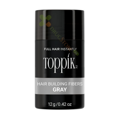 ТОППИК ФИБРИ ЗА КОСА СИВО 12 г / TOPPIK HAIR BUILDING FIBERS GREY