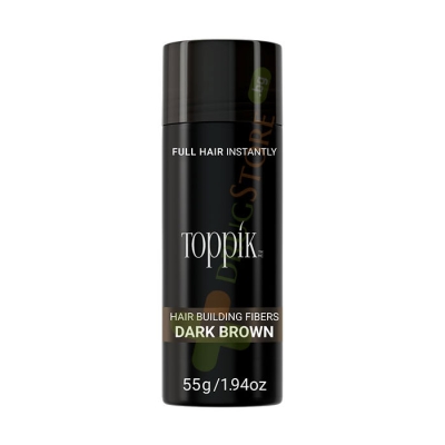 ТОППИК ФИБРИ ЗА КОСА ТЪМНО КАФЯВО 55 г / TOPPIK HAIR BUILDING FIBERS DARK BROWN