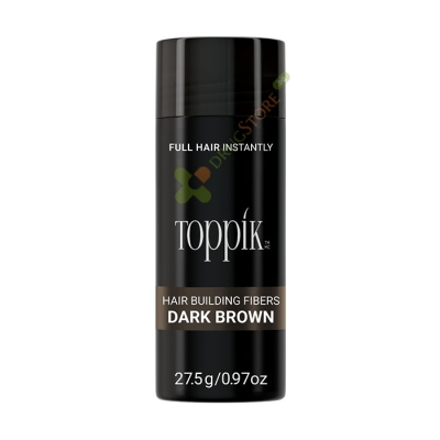 ТОППИК ФИБРИ ЗА КОСА ТЪМНО КАФЯВО 27.5 г / TOPPIK HAIR BUILDING FIBERS DARK BROWN
