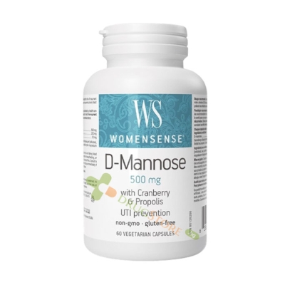 УОМЪНСЕНС D-МАНОЗА + ЧЕРВЕНА БОРОВИНКА И ПРОПОЛИС капсули 60 броя / NATURAL FACTORS WOMENSENSE D-MANNOSE WITH CRANBERRY AND PROPOLIS 