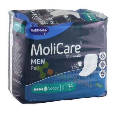 УРОЛОГИЧНИ ПОДЛОЖКИ ЗА ВЪЗРАСТНИ МОЛИКЕЪР / МОЛИМЕД ПРЕМИУМ ЗА МЪЖЕ 5 КАПКИ 14 броя / MOLICARE / MOLIMED PREMIUM MEN PADS 5 DROPS