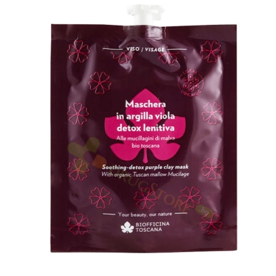 УСПОКОЯВАЩА ДЕТОКС МАСКА ЗА ЛИЦЕ С ЛИЛАВА ГЛИНА 30 г / BIOFFICINA TOSCANA SOOTHING DETOX PURPLE CLAY MASK 