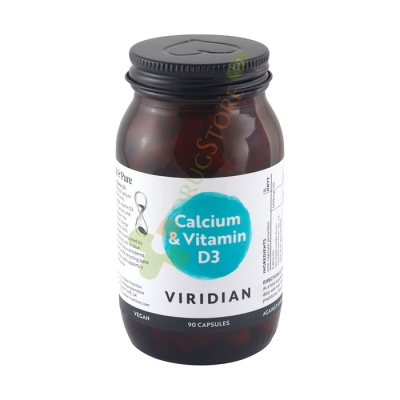 КАЛЦИЙ + ВИТАМИН D3 капсули 90 броя / VIRIDIAN NUTRITION CALCIUM + VITAMIN D3