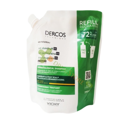 ВИШИ ДЕРКОС ШАМПОАН ПРИ ПЪРХОТ ЗА СУХА КОСА ПЪЛНИТЕЛ 390 мл / VICHY DERCOS ANTI DANDRUFF DERMATOLOGICAL SHAMPOO FOR DRY HAIR REFILL 