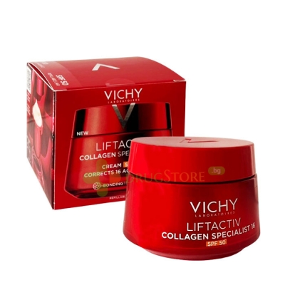 ВИШИ ЛИФТАКТИВ КОЛАГЕН СПЕШЪЛИСТ 16 ДНЕВЕН КРЕМ ПРОТИВ БРЪЧКИ SPF50 50 мл / VICHY LIFTACTIV COLLAGEN SPECIALIST 16 CREAM SPF50 