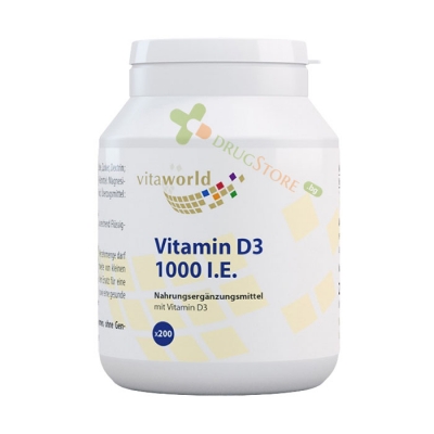 ВИТАМИН D3 таблетки 1000 IU 200 броя / VITA WORLD VITAMIN D3 