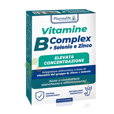 ВИТАМИН B КОМПЛЕКС + СЕЛЕН И ЦИНК таблетки 60 броя / PHARMALIFE RESEARCH VITAMIN B COMPLEX + SELENIUM & ZINC